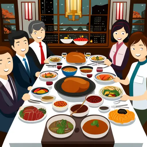 A Korean-american family enjoying Thanksgiving