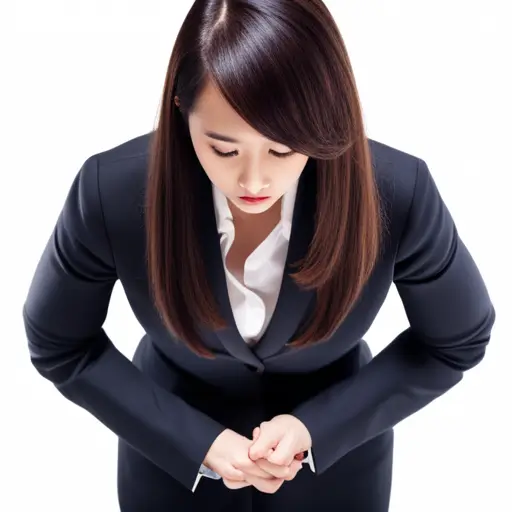 A korean businesswoman bows respectfully